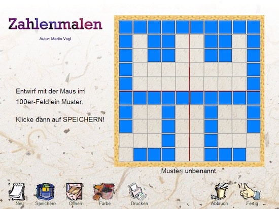 Zahlen malen, Dyskalkulie, AFS-Methode, Sinneswahrnehmungen, kostenlos, Spiel, Software, Eltern, Lehrer, Kinder, Hunderterraum, Orientierung im Hunderterraum, 100er Raum