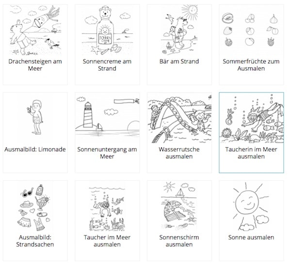 Ausmalbilder für den Sommer