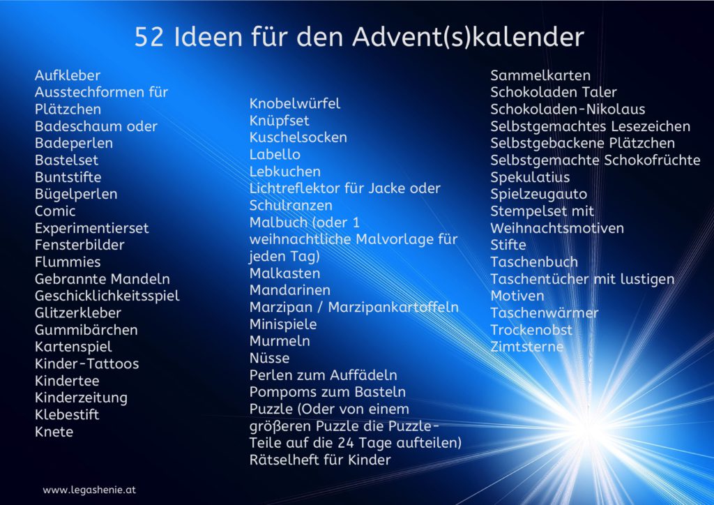 Advent, Adventskalender, Adventkalender, Ideen