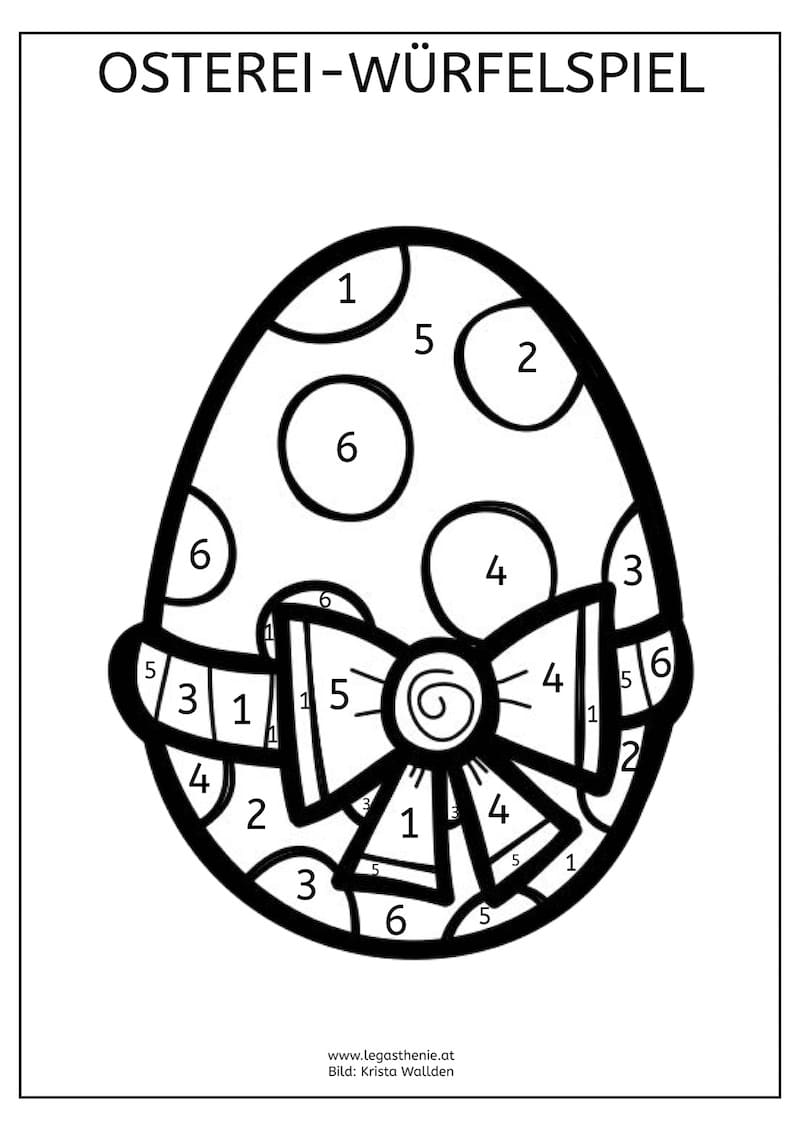 Ostern, Osterei, Würfelspiel, Legasthenie, Legasthenietraining, Dyskalkulie, Dyskalkulietraining, AFS-Methode, Feinmotorik, Aufmerksamkeit