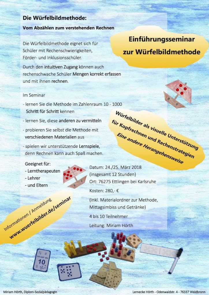 Seminar, Würfelbildmethode, Rechnen, Dyskalkulie, Eltern, Hilfe, AFS-Methode