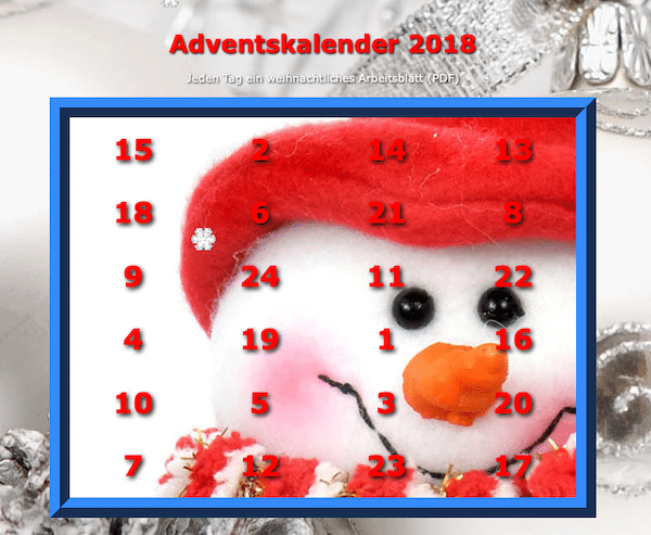 Adventkalender, Wahrnehmung, Aufmerksamkeit, AFS-Methode, Legasthenie, Legasthenietraining, EÖDL