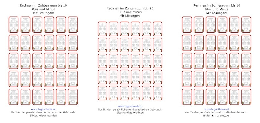 Rechnen im Advent: bis 10, bis 20, bis 100