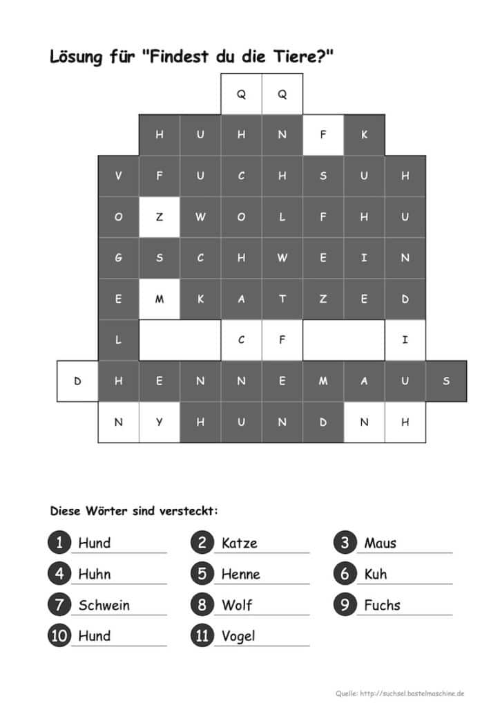 Wörtersuche, Suchsel, Buchstabensalat, Rechtschreibung, Lesen, kostenlos, Arbeitsblatt, AFS-Methode, Legasthenie